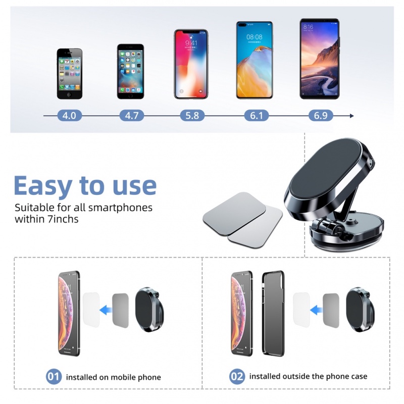 Giá đỡ điện thoại ANKNDO có nam châm bằng hợp kim kẽm gắn xe hơi thích hợp cho Xiaomi