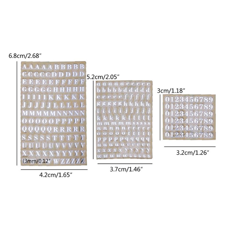 Set 5 tờ miếng dán hình chữ cái và chữ số trong bảng chữ cái tiếng anh lấp lánh trang trí đồ nhựa resin epoxy UV