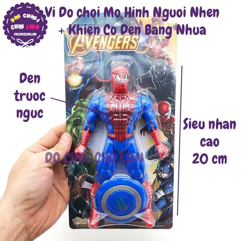 Vỉ đồ chơi mô hình Người Nhện Spider Man + Khiên bằng nhựa có đèn JH475Z