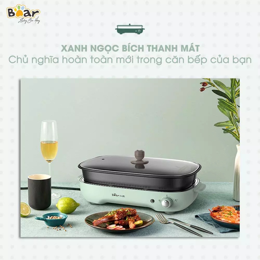 Bếp điện- nồi nướng lẩu đa năng Bear DHG-C40D5 3 khay tháo rời 1200W , bảo hành 12 tháng
