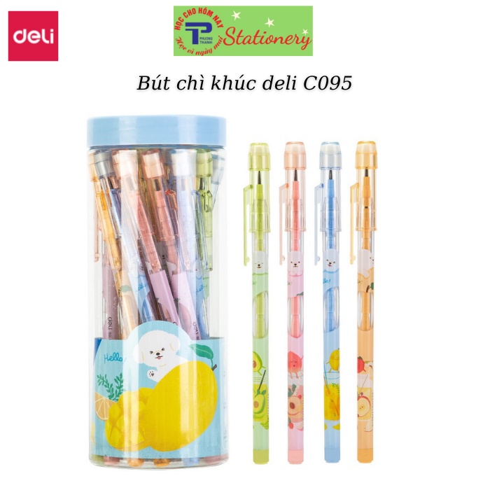 Combo 5 bút chì khúc Deli có tẩy - Viết chì - màu ngẫu nhiên - C090,091,092,095