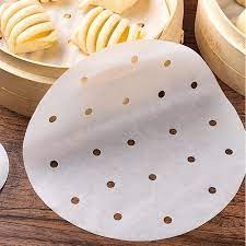 100 tờ Giấy nến đục lỗ tròn size 23cm lót xửng hấp, nồi chiên không dầu