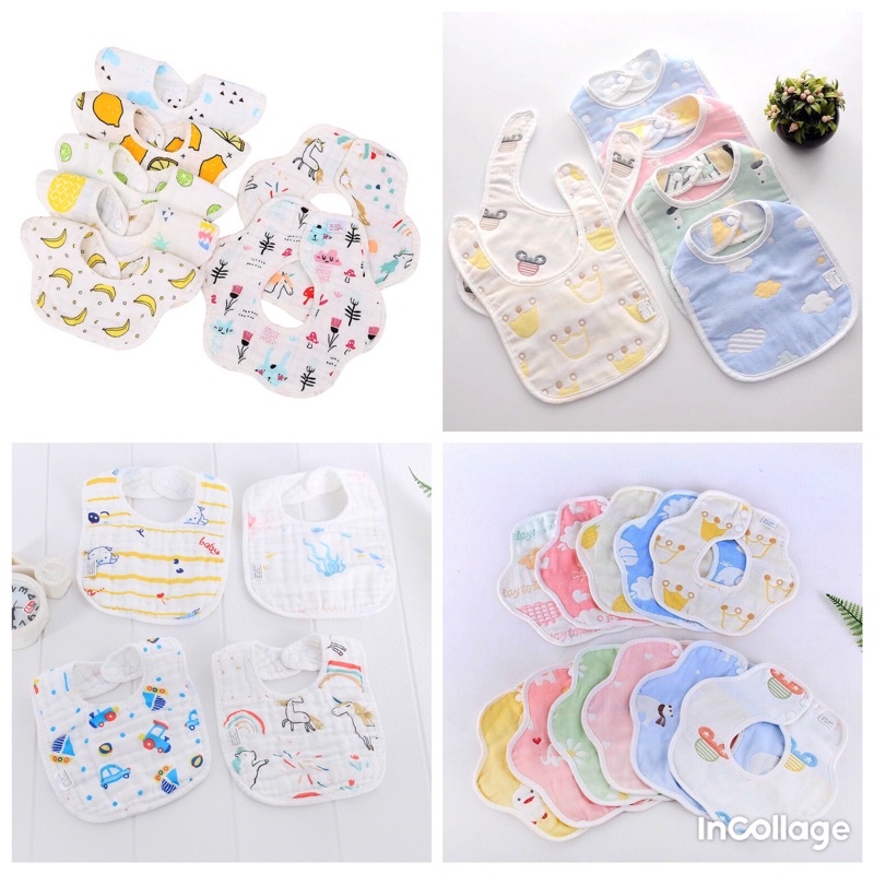 Combo Mix 4 Loại Yếm Vải Mềm Cho Bé