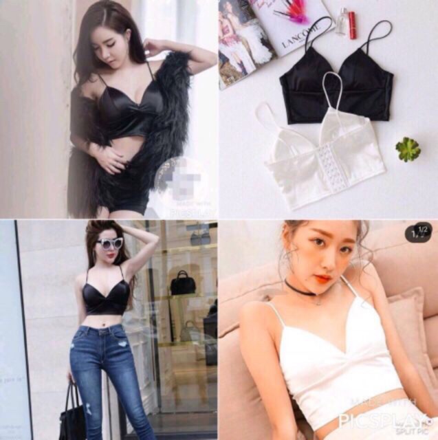 ÁO BRA LỤA PHI BÓNG 8 NẤC CÀI SIÊU SEXY