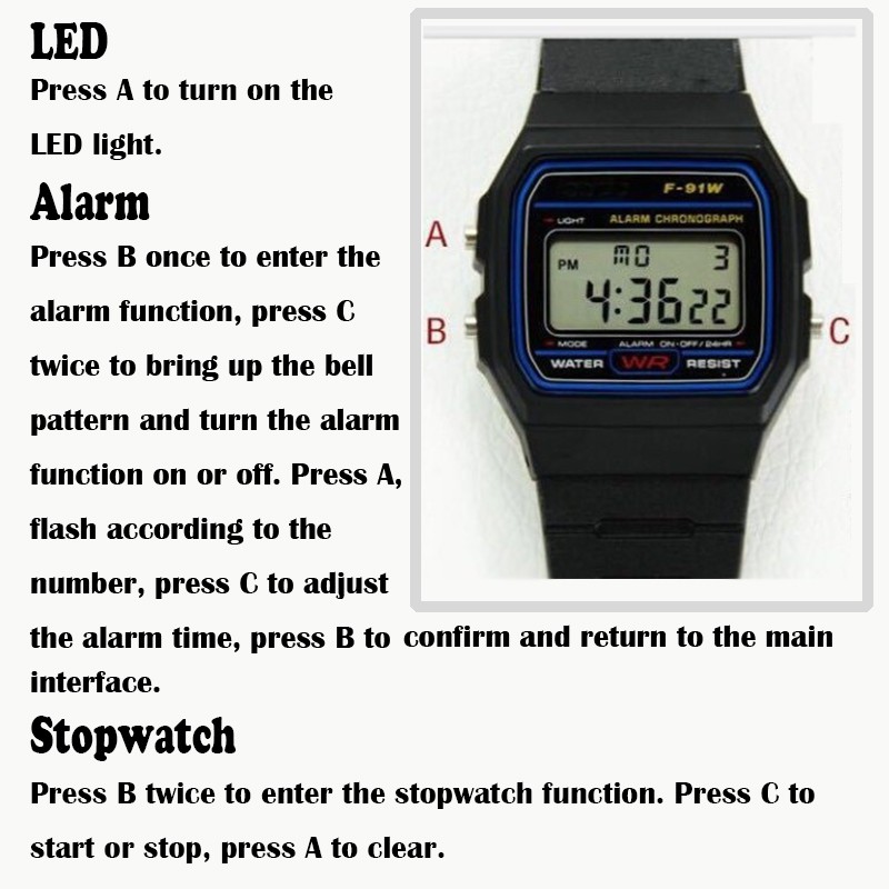 Đồng hồ inox mặt vuông màn hình LCD và đèn LED năng động | BigBuy360 - bigbuy360.vn