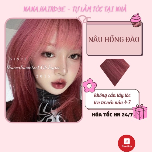 Thuốc nhuộm tóc màu Nâu Hồng Đào kèm trợ dưỡng găng tay mũ chụp
