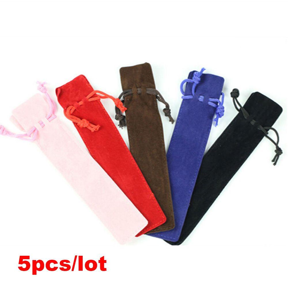 Set 5 Túi Đựng Bút Bằng Vải Nhung Đơn Giản Giá Đỡ