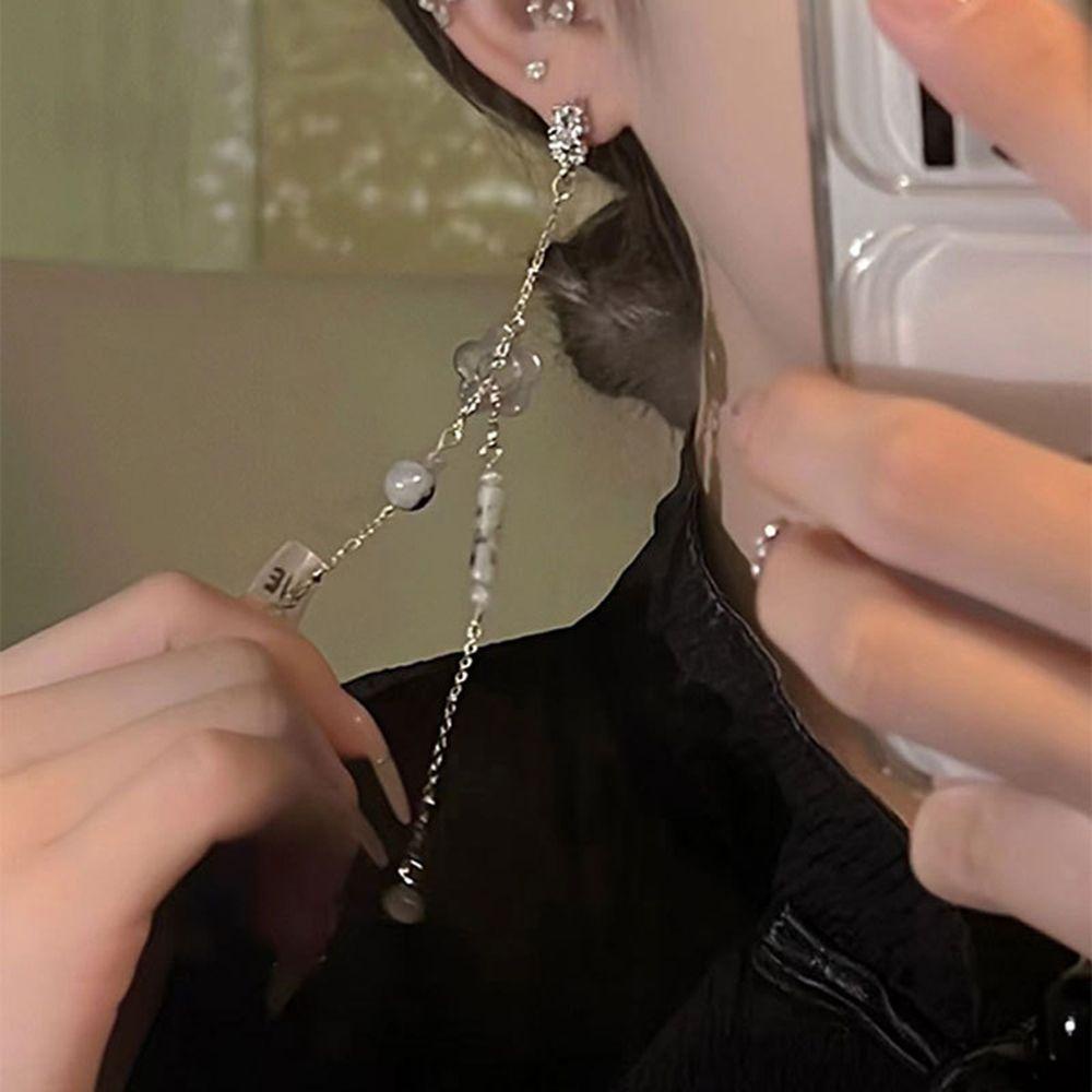 Khuyên Tai Lủng Lẳng Xỏ Hạt Hình Hoa Lá Phong Cách Trung Hoa Cho Nữ