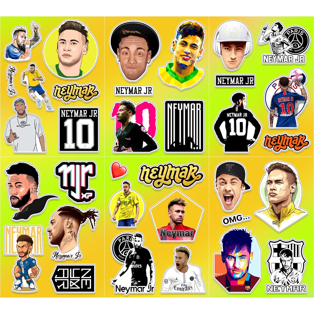 Sticker Neymar | Nhãn Dán Neymar Chất Liệu Decal PVC Cao Cấp Chống Nước Cắt Sẵn Từng Hình