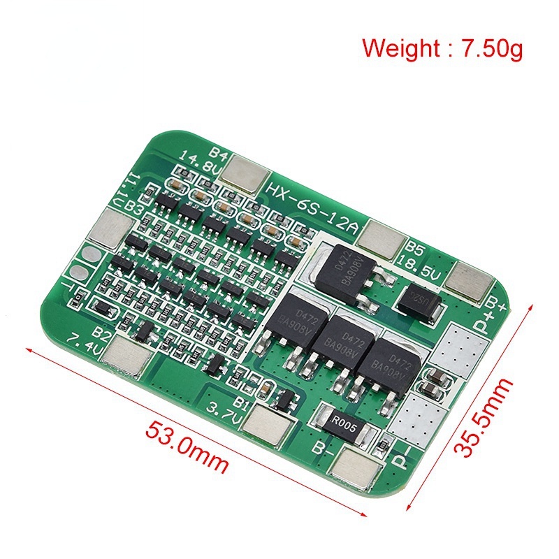 Bảng Mạch Bảo Vệ 6S 15A 24V PCB BMS Dành Cho Pin Li-ion 18650