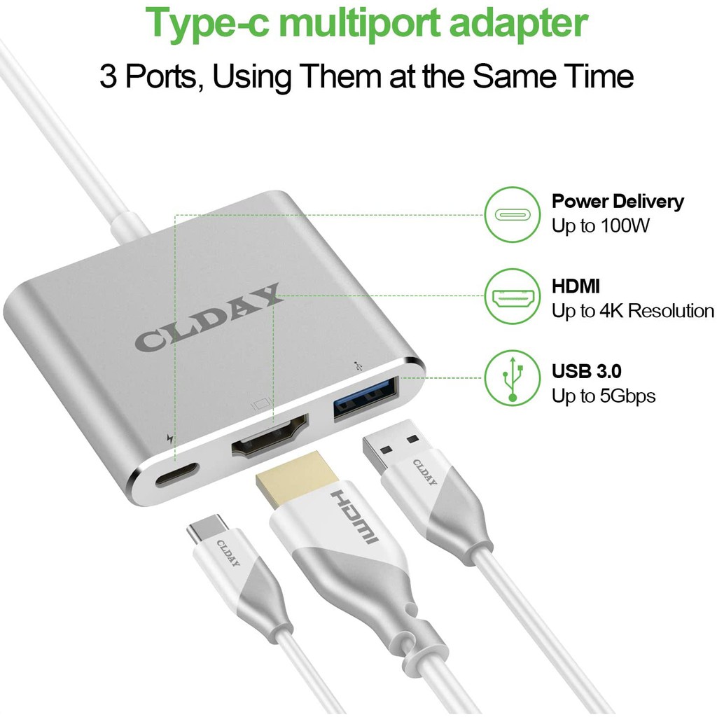 Cáp chia cổng usb type C ra hdmi 4k CLDAY