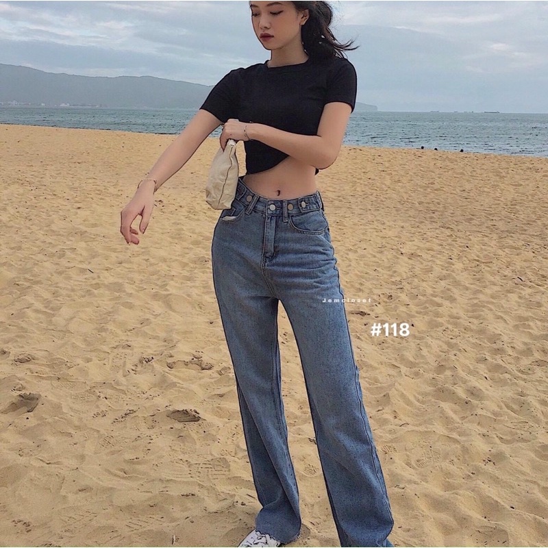 Quần Baggy Jean Nữ Lưng Cao Kiểu Bigsize Đến 80kg Size 30 Đến 35 Hàng VNXK Ms118