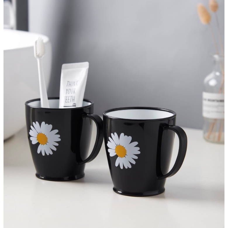 Ca uống nước ca đựng bàn chải họa tiết HOA CÚC