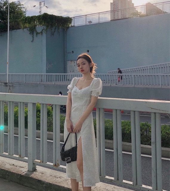 Đầm BI NHÍ trắng dài xẻ tà tay phồng tôn dáng(Có Ảnh Thật) | BigBuy360 - bigbuy360.vn