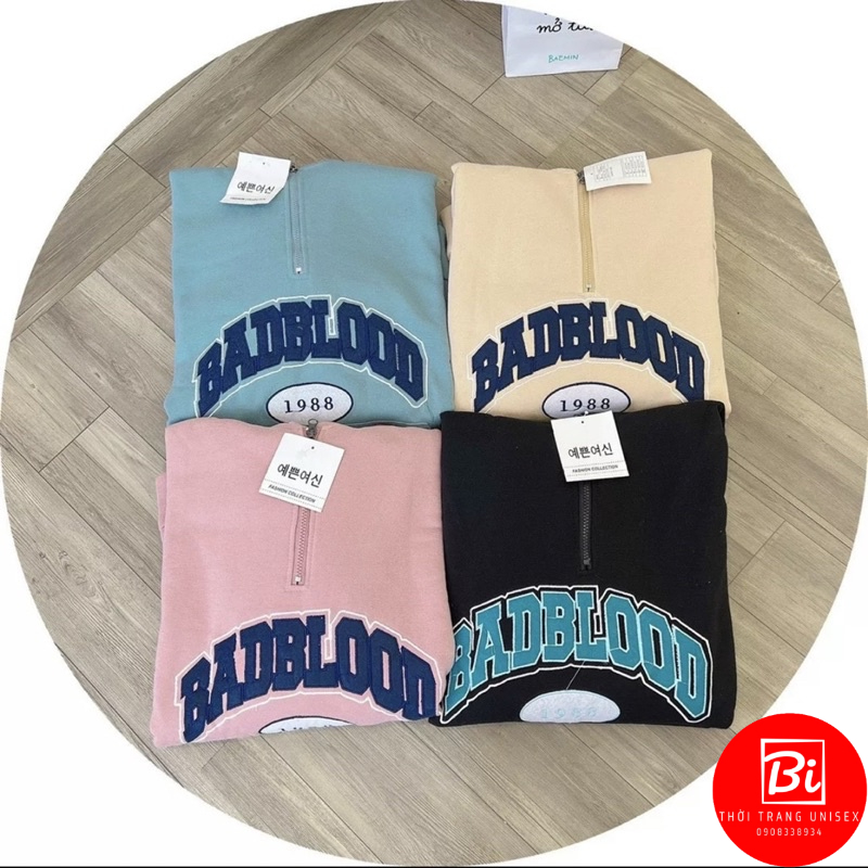 Áo Khoác Hoodie Khoá Zip Thêu BADBLOOD 1988_Chất Nỉ Ngoại Bông Loại 1 Dày Dặn Không Xù Lông Nón May 2 Lớp Rộng Trùm Đầu