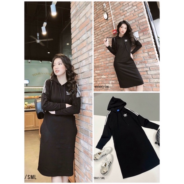 Váy suông đen DSA hoodie cho nữ vnxk