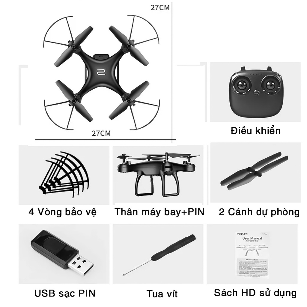 Máy Bay Điều Khiển Từ Xa Thông minh , Flycam TXD-8S quay video chụp ảnh 1081 trực tiếp từ điện thoại -dc4820