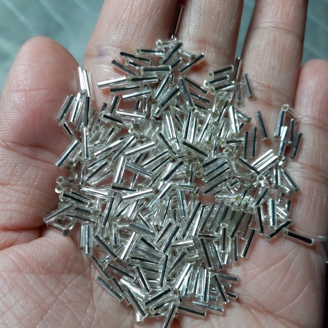 10/25/50gam Hạt cườm Trúc Trong suốt Lõi bạc lấp lánh 8mm- Nguyên liệu Đính hạt thủ công tiện lợi