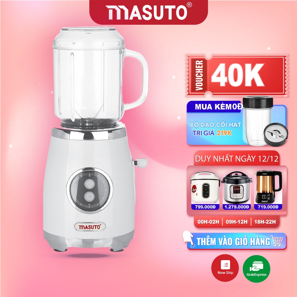 [VOUCHER 40K] Máy xay hạt chuyên dụng Masuto Blender xay sinh tố, xay hạt siêu nhanh nhuyễn mịn chỉ 5s