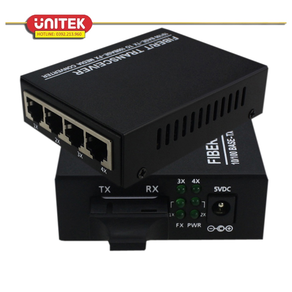 Bộ AB Chuyển Đổi Quang Ethernet 100Mbps Kéo Dài 25km 4 Cổng Mạng RJ45