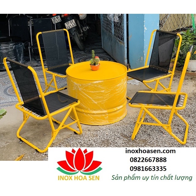 Bàn thùng phi cafe ngoài trời,bàn tròn thùng phuy sắt