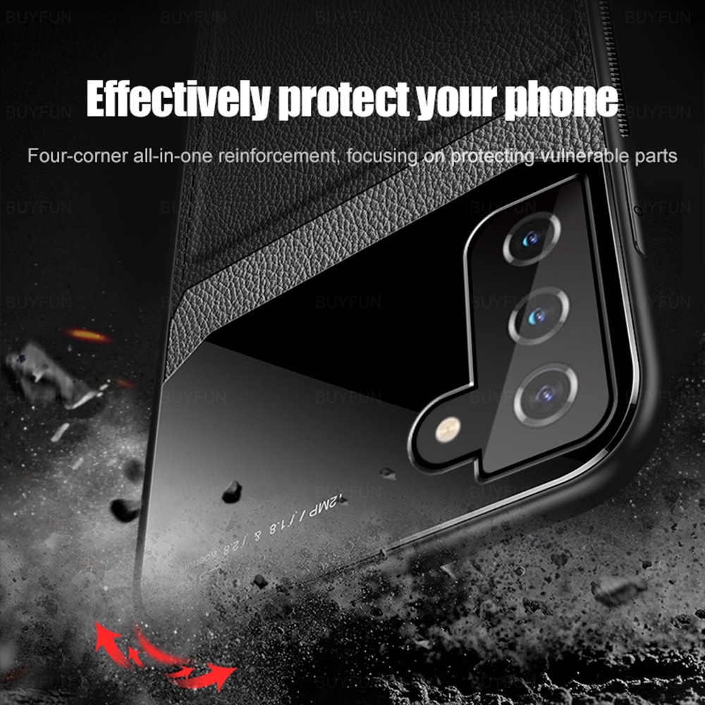 Samsung Galaxy S 20 21 22 S20 S21 FE S22 Ultra Plus Pro Case TPU Frame Shockproof  Leather Texture Acrylic Phone Covers