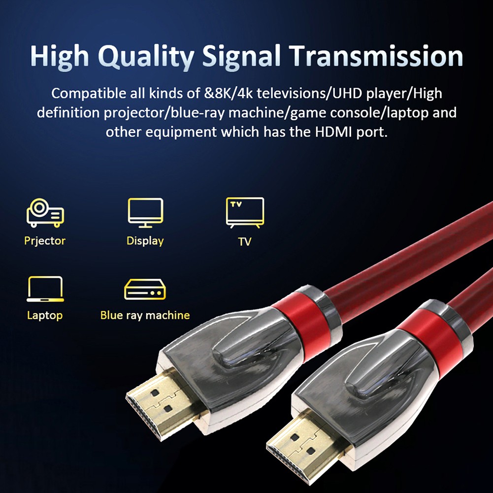 Dây Cáp Hdmi Mạ Vàng 0.5m / 1m / 1.8m 8k Tốc Độ Cao Cho Hdtv