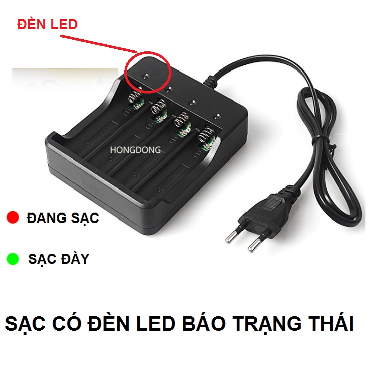 Bộ sạc pin 18650 3.7v - 4.2v  sạc 4 viên đồng thời sử dụng điện 100V - 240V