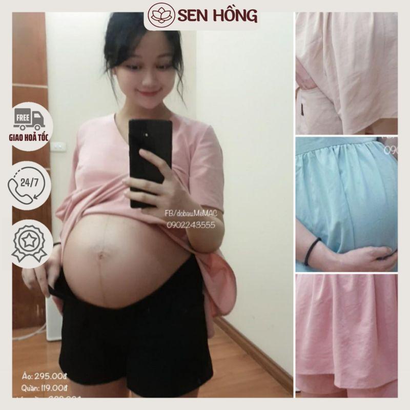 🤰🤰Quần Đùi Bầu cạp chéo đũi mát - sooc bầu Me.MAC hàng đẹp