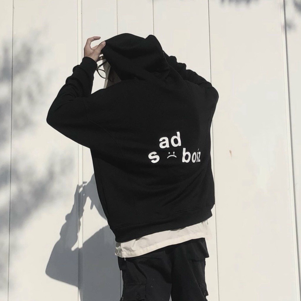 Áo Hoodie Nỉ Áo Sweater Unisex Thêu Chữ SadBoiz Form Rộng Có Mũ Dài Tay Freesize