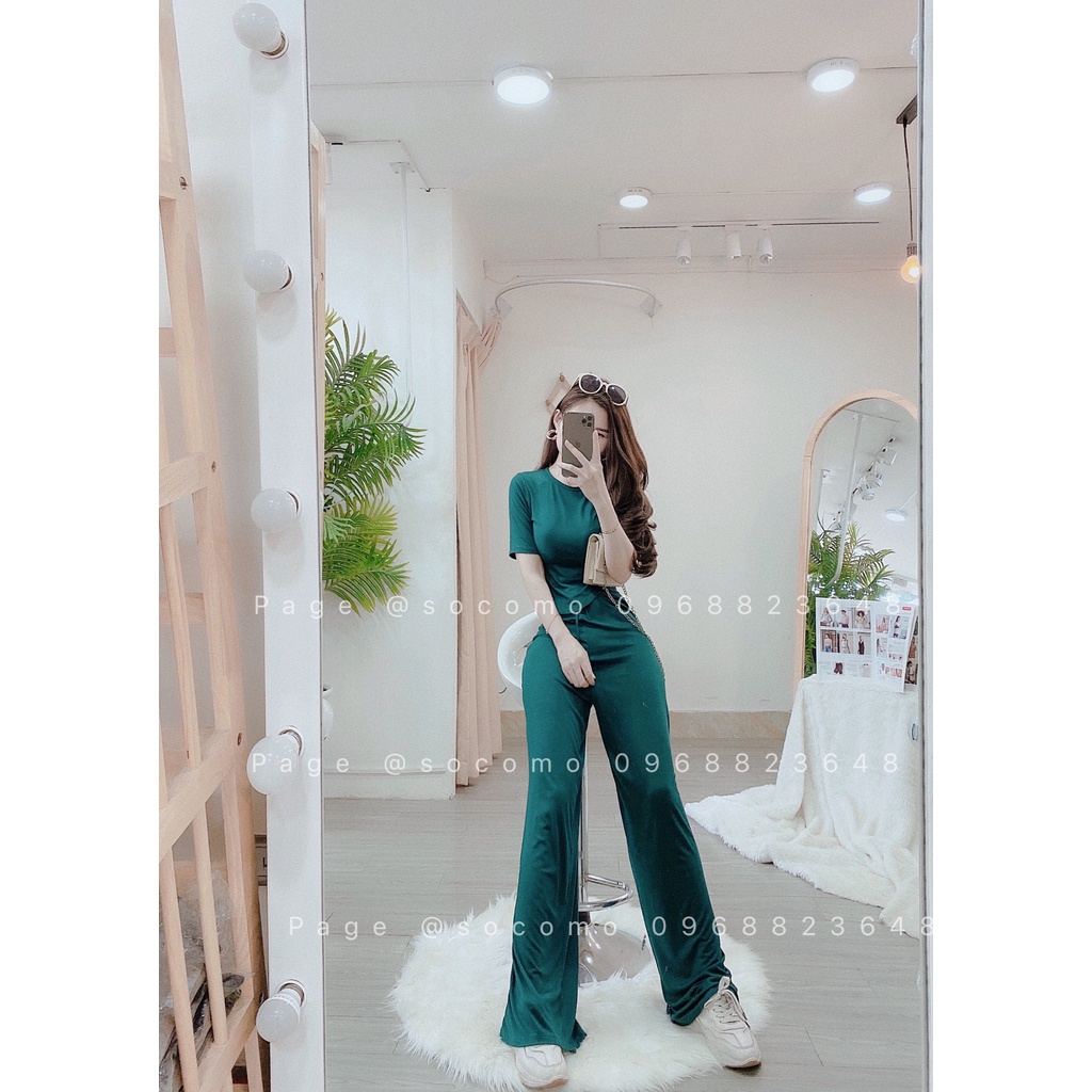 Set bộ thun lạnh áo cộc đuôi tôm và quần ống suông năng động Socomo B152022  - Hàng loại 1, chất đẹp - Giá tốt