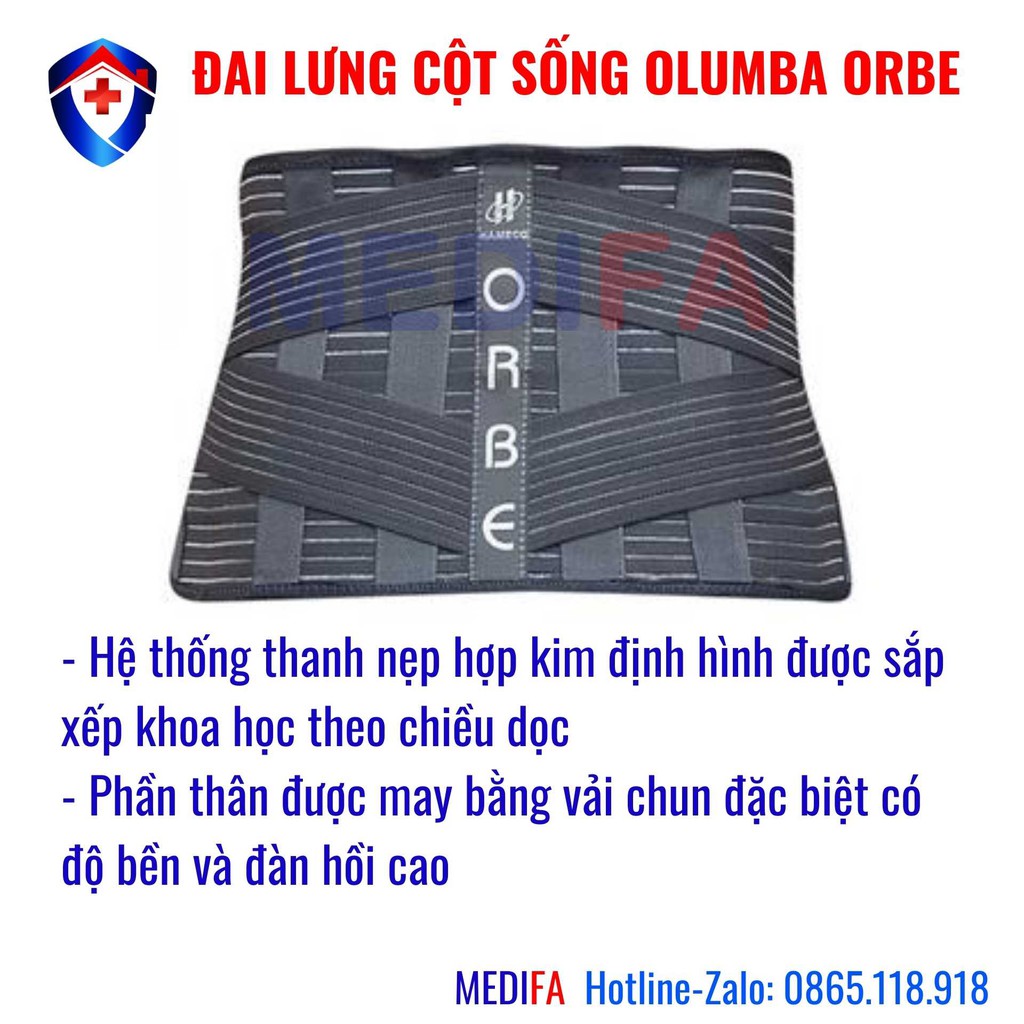 Đai bảo vệ cột sống thắt lưng cao cấp Olumba Orbe, hỗ trợ người thoát vị, thoái hóa, loãng xương, đau lưng