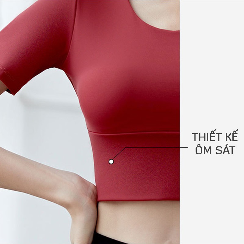 Áo tập gym nữ cao cấp Louro FA30, áo croptop tập gym nữ quai chéo cực đẹp, sẵn mút nâng ngực