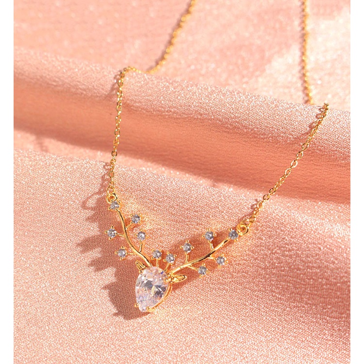Dây Chuyền Mạ Vàng 18k Mặt Hình Sừng Hươu Thời Trang