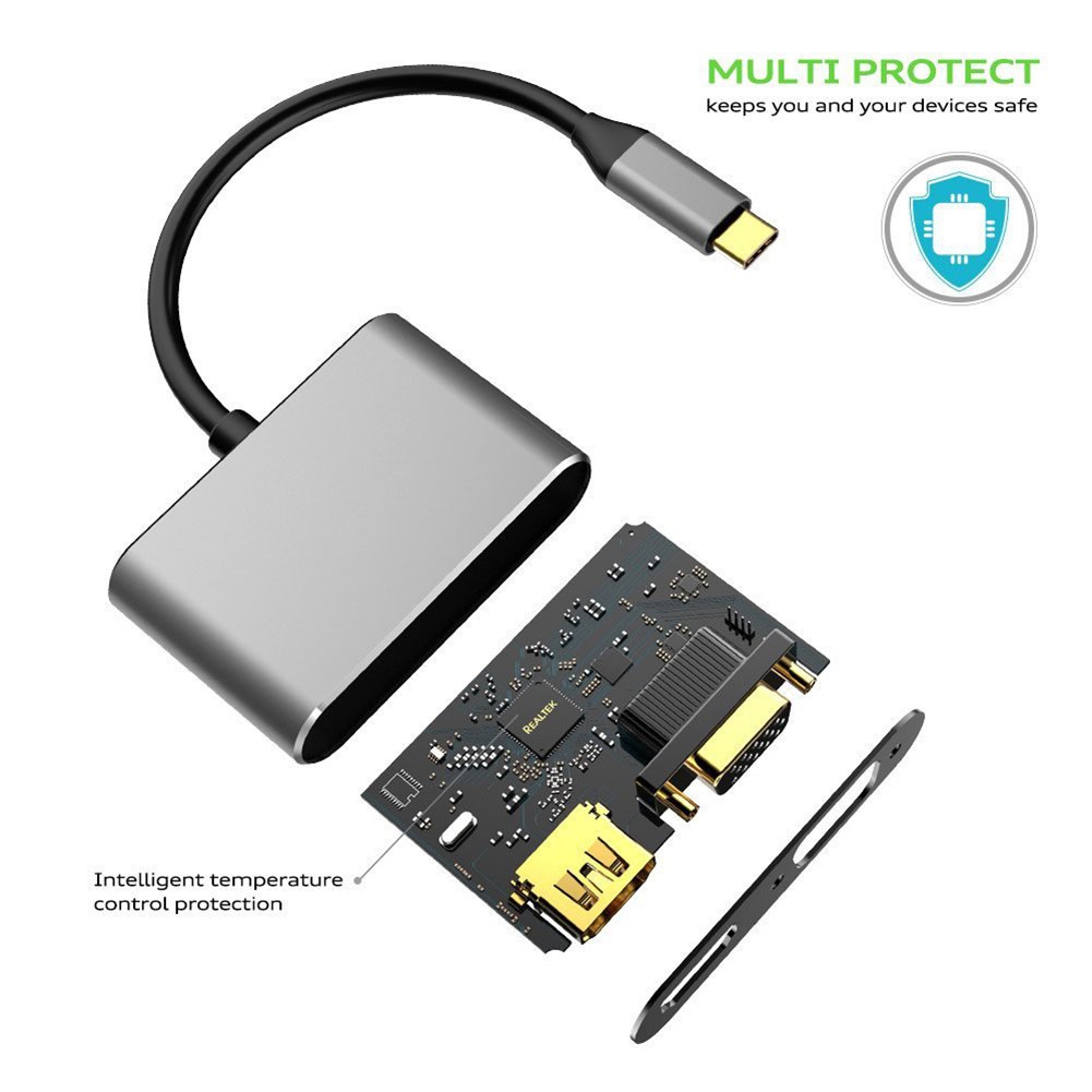 Bộ Chuyển Đổi Hub Usb 3.1 Type C Sang 4k Hdmi Vga Cho Macbook Air Pro Laptop