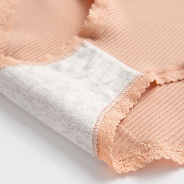 Quần lót nữ Cotton gân tăm cạp cao viền ren kháng khuẩn thoáng mát KIMCHIBIKINI chip xinh đẹp dễ thương mềm mại QL076