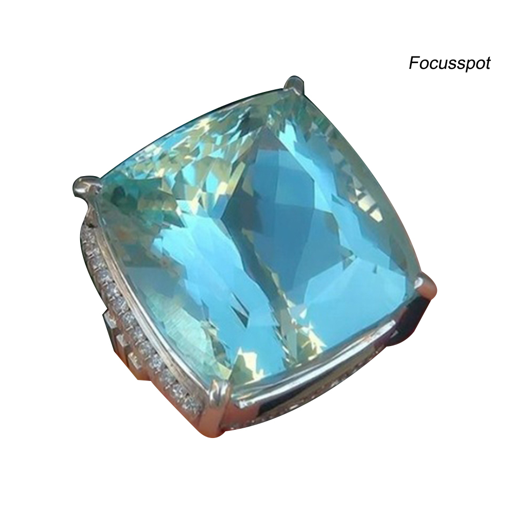 Nhẫn Mặt Vuông Đính Đá Topaz Nhân Tạo Thời Trang Cho Nữ