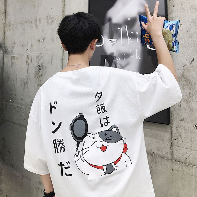 Áo phông, áo thun nam nữ form rộng tay lỡ Unisex Mèo Thần Tài Freesize Từ 50-70kg A091 | BigBuy360 - bigbuy360.vn