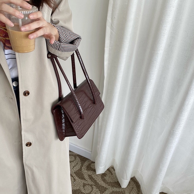 Túi xách đeo vai xách tay nữ 2 màu nâu và đen