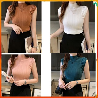 Áo dệt kim nữ cổ tròn cộc tay quyến rũ