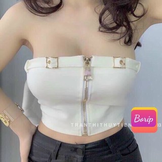 Áo ống croptop dây kéo