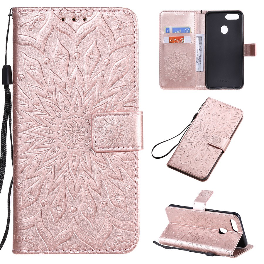 Bao da điện thoại họa tiết hoa hướng dương cho OPPO A5/A3S/A7/A5S | BigBuy360 - bigbuy360.vn