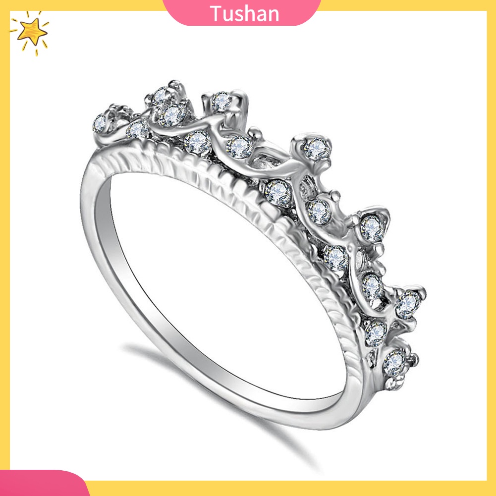 Nhẫn Hợp Kim Hình Vương Miện Đính Đá Thời Trang