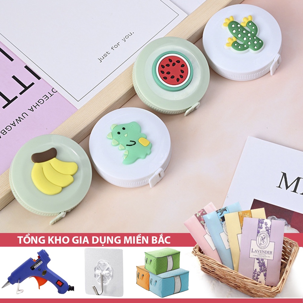 Thước Dây Cuộn Rút Thu Tự Động Hộp Tròn HOA QUẢ 3D 1.5 Mét - Đo Eo, Vòng Bụng Sức Khỏe - Quà Tặng Sản Phẩm Giảm Cân