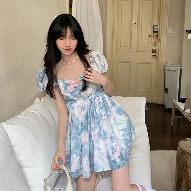 Đầm Tay Phồng Chiết Eo Mỏng Chống Nhòe Thời Trang Cá Tính Cho Nữ