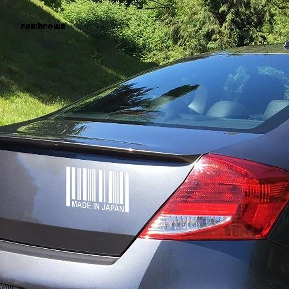 Nhãn dán hình mã vạch và chữ made in Japan trang trí ô tô