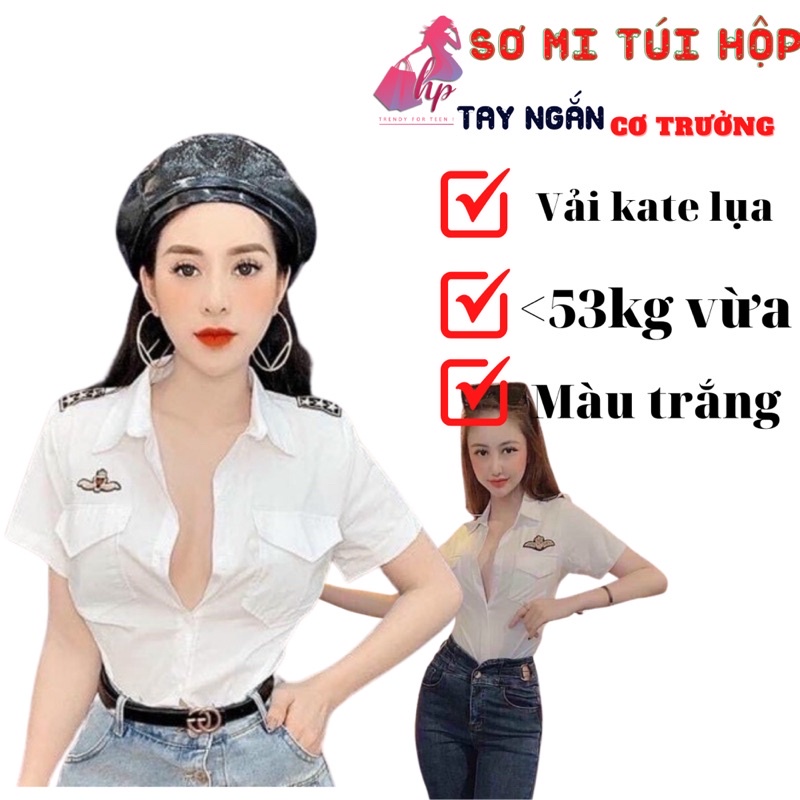 Áo sơ mi nữ đẹp tay ngắn kiểu hàn quốc màu trắng đen đi học đi công sở rất phong cách nổi bật-A38