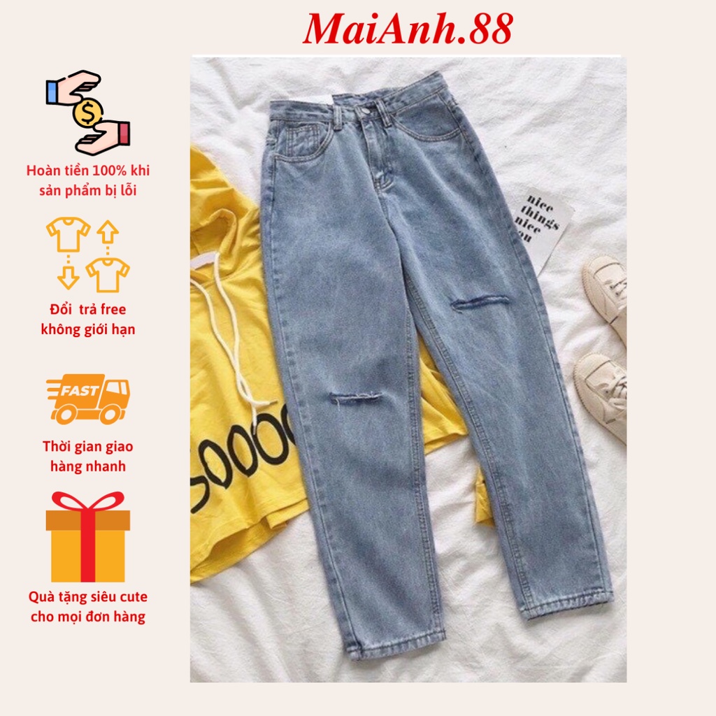 Quần jean baggy MaiAnh.88 quần baggy nữ cạp cao MaiAnh.88 phong cách Street style 3 size S M L