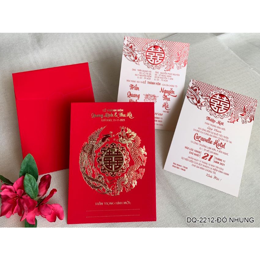 Thiệp cưới nhung ép kim 2212