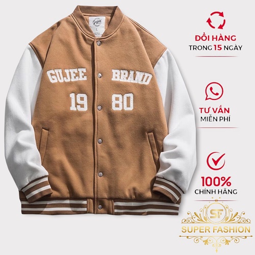 Áo Khoác Nam Nữ Bomber Nỉ Ngoại 1 Lớp Nỉ 1 Lớp Dù Thêu Họa Tiết Phối Tay Trắng Thời Trang Super Fashion